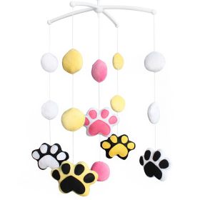 Baby Crib Musical Mobile Hanging Nursery Room Decor Newborn Bedding Crib; Cute Colorful Dog Paw