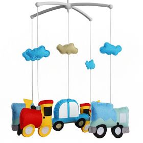 Blue Car Red Train Truck Handmade Infant Baby Musical Crib Mobile Gift Boys Girls Nursery Room Decor