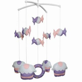 Candy Cupcake Baby Crib Mobile for Boys Girls Baby Shower Gift Set Hanging Decoration Toy Newborn; Pink Purple