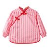 Chinese Style Baby Eating Bibs Inner Waterproof Kids Apron Girls Long Sleeve Painting Eating Smock,Red Stripe