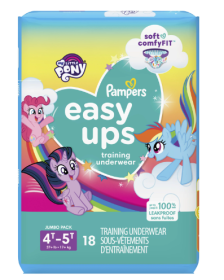 Pampers Easy Ups Training Underwear Girls Size 6 4T-5T, 18 Count