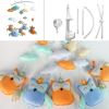 Blue Orange Flying Owls and Clouds Handmade Baby Crib Mobile Boys Girls Musical Mobile Infant Nursery Hanging Toy