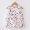 White Pink Cherry Baby's Inner Waterproof Apron Eating Smock Girl's Princess Smock Sleeveless Bib