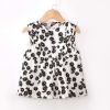 White Black Daisy Baby's Inner Waterproof Apron Eating Smock Girl's Princess Smock Sleeveless Bib