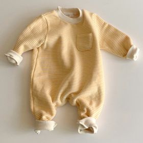 Striped baby jumpsuit (Option: Yellow-73cm)