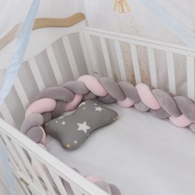 Baby Bumper Bed Braid Knot Pillow Cushion Bumper for Infant cuna Bebe lit Crib Protector Cot Bumper Room Decor (Option: Gray pink-1M)