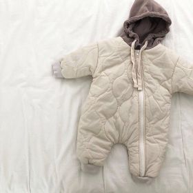 Baby Padded Quilted Jumpsuit (Option: Beige-80cm)