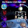 Musical Crib Bed Bell Rotating Mobile Star Projection Nursery Light Baby Rattle Toy