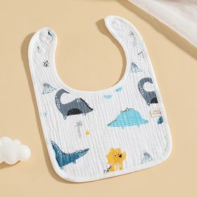 Pure Cotton Six-layer Baby U-shaped Bib (Option: Dinosaur)